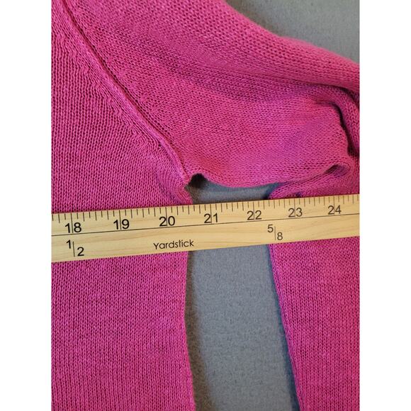 Eileen Fisher Fuchsia Pink Linen Knit V-Neck Sweater – Medium – Relaxed Fit - Picture 5 of 7